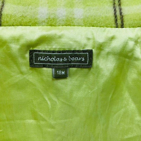 Nicholas & Bears Lime Green Plaid Wool Blend Cape Size 18 months - Picture 7 of 8